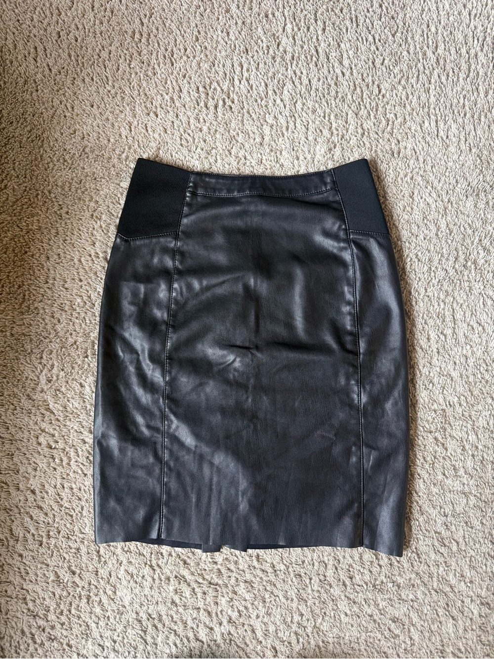 Vero Moda Black Faux Leather Pencil Skirt with Elastic Panels